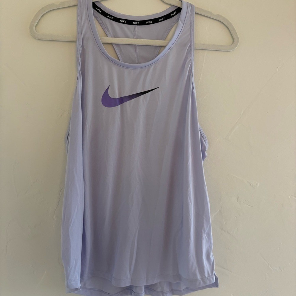 Nike Womens Dri-FIT Racerback Tank Top Light Purple Large Activewear Logo